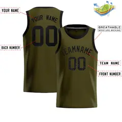 Olive Sequined Trim Athletic Basketball Jersey 2