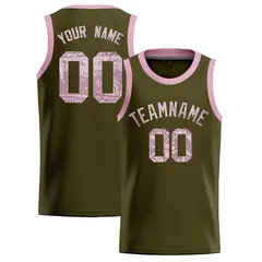 Olive Sequined Trim Athletic Basketball Jersey 1