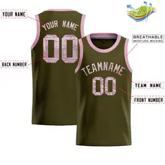 Olive Sequined Trim Athletic Basketball Jersey 2