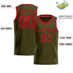 Olive Sequined Trim Athletic Basketball Jersey 2