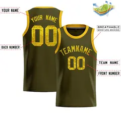 Olive Sequined Trim Athletic Basketball Jersey 2