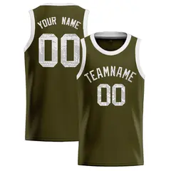 Olive Sequined Trim Athletic Basketball Jersey 1