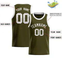 Olive Sequined Trim Athletic Basketball Jersey 2