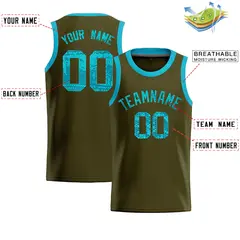 Olive Sequined Trim Athletic Basketball Jersey 2