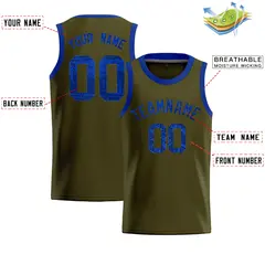 Olive Sequined Trim Athletic Basketball Jersey 2