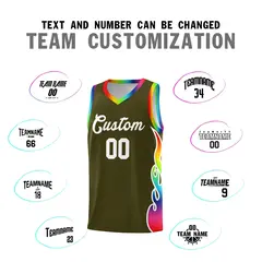 Olive Side Flame Fashion Sports Basketball Jersey 4