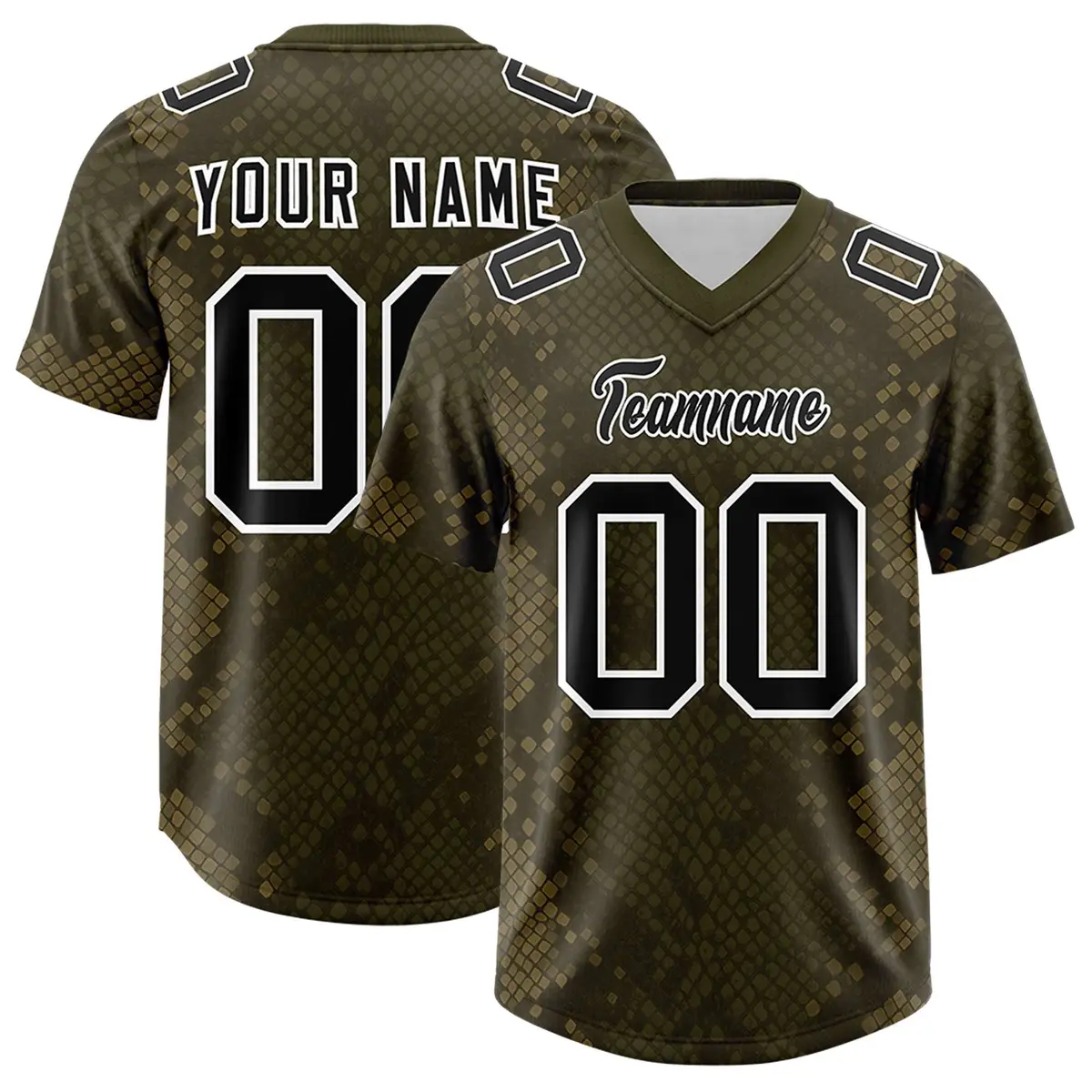 Olive Snakeskin Graffiti Pattern Authentic Football Jersey