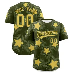 Olive Star Graffiti Baseball Jersey 1