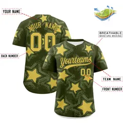 Olive Star Graffiti Baseball Jersey 2