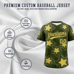 Olive Star Graffiti Baseball Jersey 3