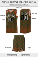 Olive Texas Orange Cashew Pattern Basketball Uniform Jersey 40
