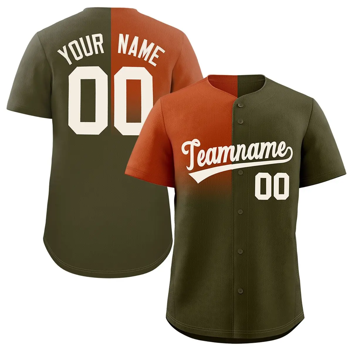 Olive Texas Orange Half Gradient Authentic Baseball Jersey
