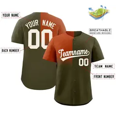 Olive Texas Orange Half Gradient Authentic Baseball Jersey 2