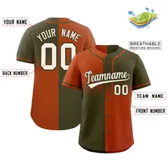 Olive Texas Orange Symmetrical Gradient Baseball Jersey 2