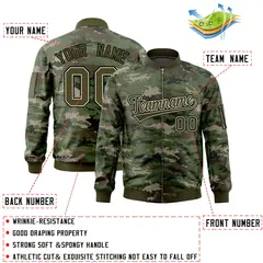 Olive Varsity Full-Zip Camo Letterman Bomber Jacket 2