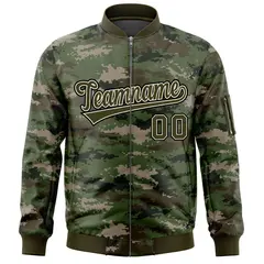 Olive Varsity Full-Zip Camo Letterman Bomber Jacket 3