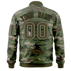 Olive Varsity Full-Zip Camo Letterman Bomber Jacket 4