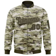 Olive Varsity Full-Zip Camo Letterman Bomber Jacket 3