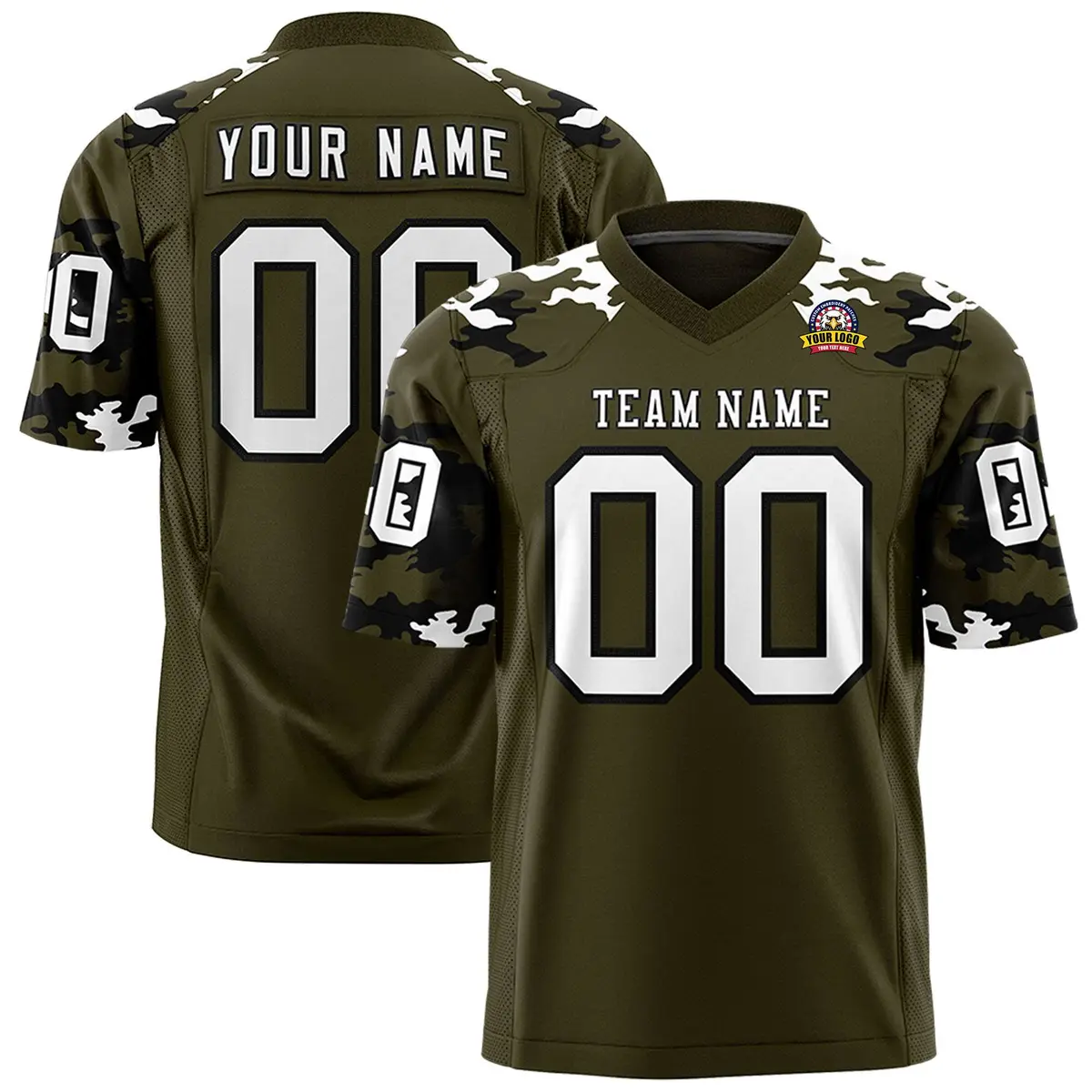 Olive White Black Camo Authentic Football Jersey