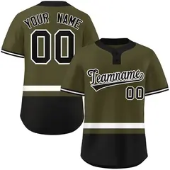 Olive White-Black Color Block Two-Button Softball Jersey 1