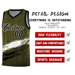 Olive White Black Graffiti Basketball Jersey 2