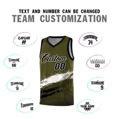 Olive White Black Graffiti Basketball Jersey 4