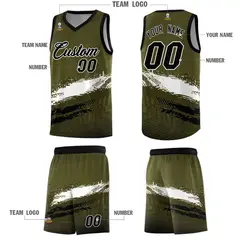 Olive White Black Graffiti Basketball Jersey 5