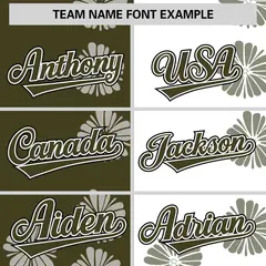 Olive White Flower Graffiti Split Baseball Jersey 3
