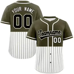 Olive White Half Stripe Authentic Baseball Jersey