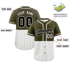 Olive White Half Stripe Authentic Baseball Jersey 2