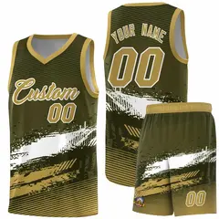 Olive White Khaki Graffiti Basketball Jersey 1