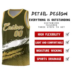 Olive White Khaki Graffiti Basketball Jersey 2