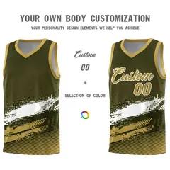 Olive White Khaki Graffiti Basketball Jersey 3