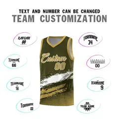 Olive White Khaki Graffiti Basketball Jersey 4