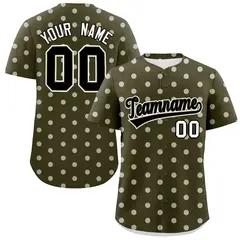 Olive White Polka Dot Graffiti Authentic Baseball Jersey