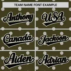Olive White Polka Dot Graffiti Authentic Baseball Jersey 3