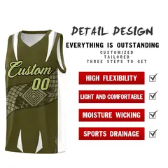 Olive White Snake Scale Venomous Fang Graffiti Basketball Jersey 2