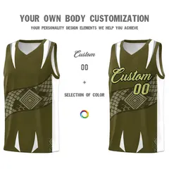 Olive White Snake Scale Venomous Fang Graffiti Basketball Jersey 3