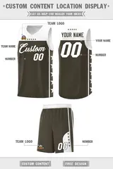 Olive White Star Pattern Team Basketball Jersey 5