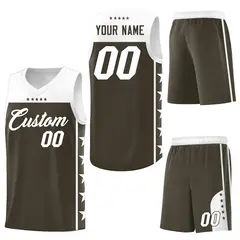 Olive White Star Pattern Team Basketball Jersey 6