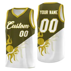 Olive White Sunburst Two Tone Athletic Basketball Jersey 1