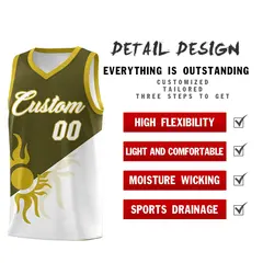 Olive White Sunburst Two Tone Athletic Basketball Jersey 3