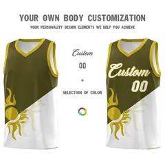 Olive White Sunburst Two Tone Athletic Basketball Jersey 4