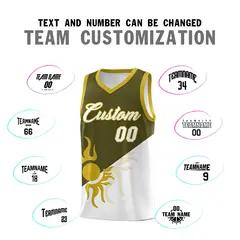 Olive White Sunburst Two Tone Athletic Basketball Jersey 5