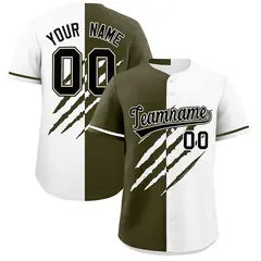 Olive White Tiger Claw Scratch Split Baseball Jersey