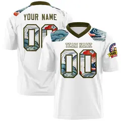 Olive White Ukiyo-e Auspicious Clouds Graffiti Football Jersey