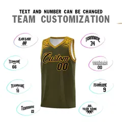 Olive Yellow Indians Print Sports Basketball Uniform Jersey 4