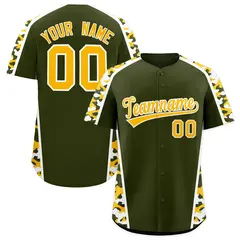Olive Yellow Side Camo Baseball Jersey 1