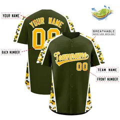 Olive Yellow Side Camo Baseball Jersey 2