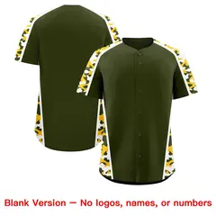 Olive Yellow Side Camo Baseball Jersey 7